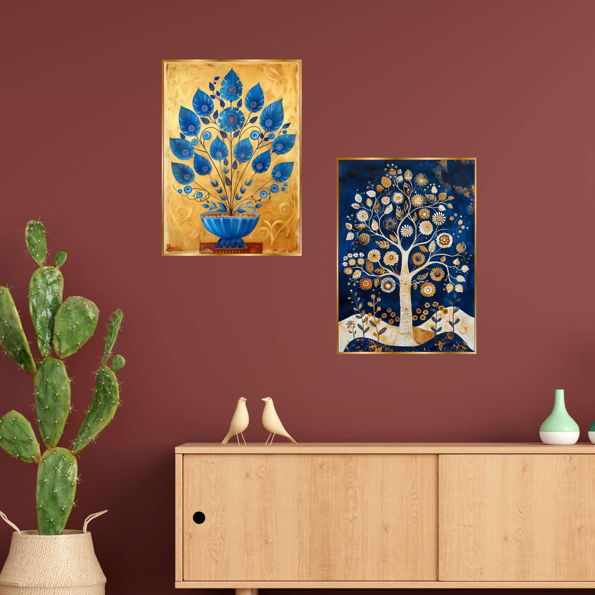 Set of Two Wall Paintings for Wall Dacoration Golden Framed Wall Paintings for Living Room & Bedroom Wall Art for Home Decoration & Office Wall Décor (14x11 inch CH-GD2-10) - Image 3